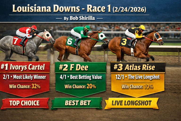 Louisiana Downs – Race 1 (2/24/2026)